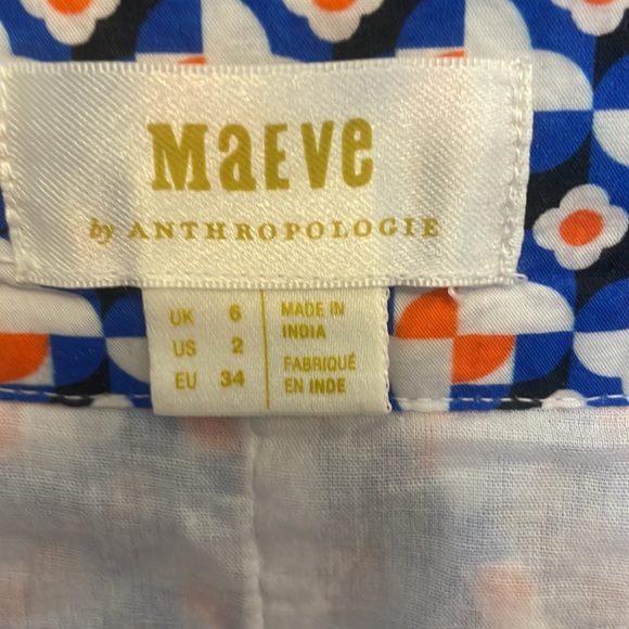 Maeve Blue, Orange, and white pleated skirt - Picture 4 of 5